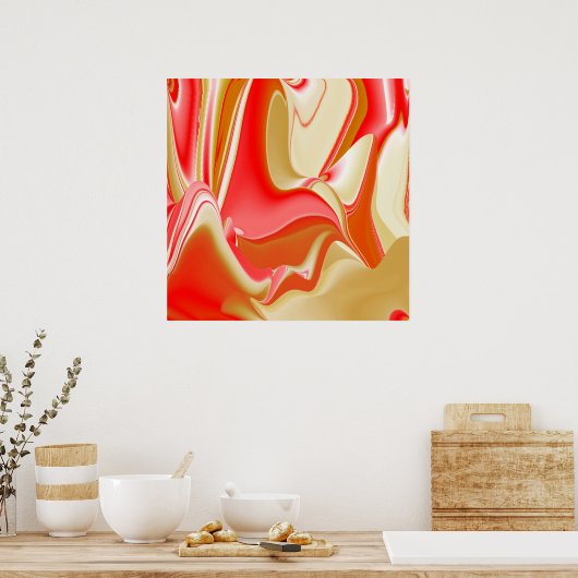 Liefde en Goud Abstract 3D Rainbowart Poster (Keuken)