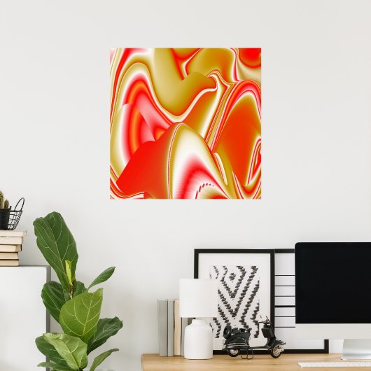 Liefde en Goud Abstract 3D Rainbowart Poster (Thuiskantoor)
