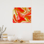 Liefde en Goud Abstract 3D Rainbowart Poster (Keuken)