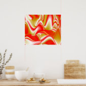 Liefde en Goud Abstract 3D Rainbowart Poster (Keuken)