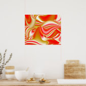 Liefde en Goud Abstract 3D Rainbowart Poster (Keuken)