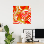Liefde en Goud Abstract 3D Rainbowart Poster (Thuiskantoor)