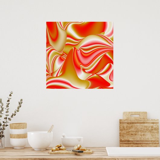 Liefde en Goud Abstract 3D Rainbowart Poster (Keuken)