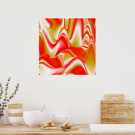 Liefde en Goud Abstract 3D Rainbowart Poster (Keuken)