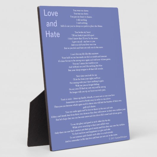 Liefde en haat gedicht fotoplaat (Zijkant)