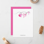 Liefde en hart Aangepaste roze Kaart Notitiekaartje (Voorkant / Achterkant in situ)