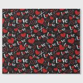 Liefde en hart naadloos patroon cadeaupapier (Vlak)