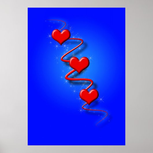 Liefde en hart op blauw poster (Voorkant)