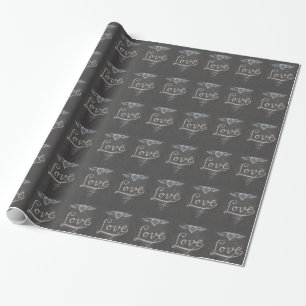 Liefde en hart op krijtbord cadeaupapier