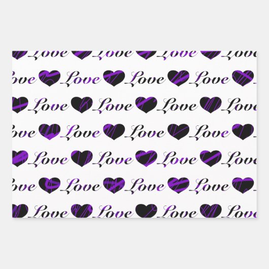 Liefde en hart zwart-wit omslagpapier inpakpapier vel (Voorkant 3)