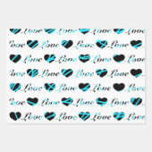 Liefde en hart zwart-wit omslagpapier inpakpapier vel (Voorkant 2)