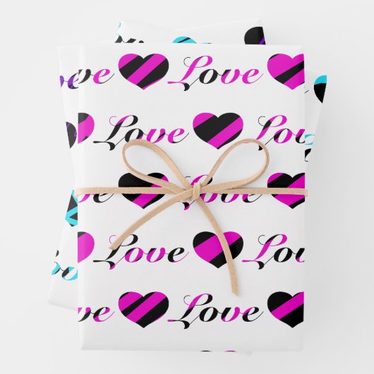 Liefde en hart zwart-wit omslagpapier inpakpapier vel (In situ)