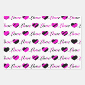 Liefde en hart zwart-wit omslagpapier inpakpapier vel (Voorkant)