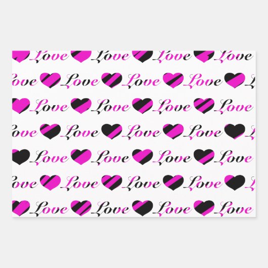 Liefde en hart zwart-wit omslagpapier inpakpapier vel (Voorkant)