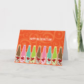 Liefde en harten in flessen, flinke Valentijnsdag Feestdagen Kaart (Voorkant)