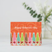 Liefde en harten in flessen, flinke Valentijnsdag Feestdagenkaart (Staand voorkant)