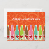 Liefde en harten in flessen, flinke Valentijnsdag Feestdagenkaart (Voorkant / Achterkant)