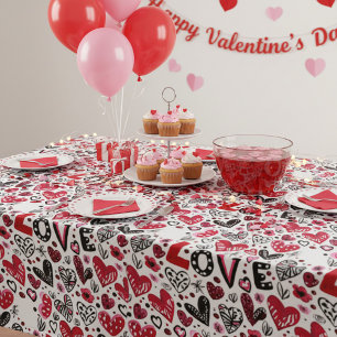 Liefde en harten krabbelkunst valentijn tafelkleed