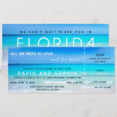 Liefde en het Beach Boarding Pass Wedding RSVP Kaart (Voorkant / Achterkant)