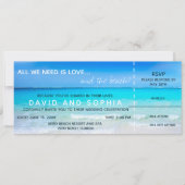 Liefde en het Beach Boarding Pass Wedding RSVP Kaart (Voorkant)