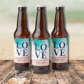 Liefde en het Beach Coastal Wedding Bier Etiket
