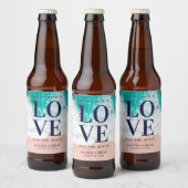 Liefde en het Beach Coastal Wedding Bier Etiket (Flessen)