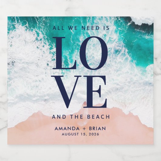 Liefde en het Beach Coastal Wedding Bier Etiket (Enkel label)