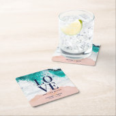 Liefde en het Beach Coastal Wedding Kartonnen Onderzetters (Insitu)