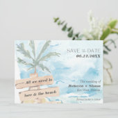 Liefde en het Beach Coastal Wedding Save The Date (Staand voorkant)