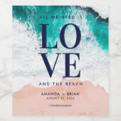 Liefde en het Beach Coastal Wedding Wijn Etiket (Enkel label)