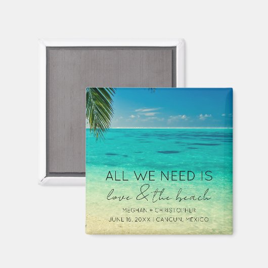 Liefde en het Beach Wedding Favor Magneet (Voorkant / Achterkant)