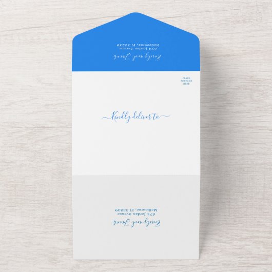 Liefde en het Beach Wedding RSVP All In One Uitnodiging (Buitenkant)