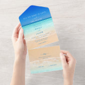 Liefde en het Beach Wedding RSVP All In One Uitnodiging (Afscheurbaar)
