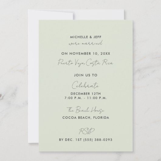 Liefde en het Oerwoud Eloped Wedding Aankondiging (Achterkant)