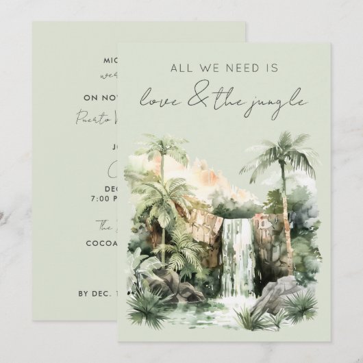 Liefde en het Oerwoud Eloped Wedding Aankondiging (Voorkant / Achterkant)