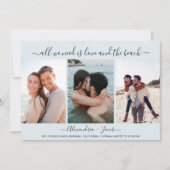 Liefde en het strand 3 Foto Bruiloft Save the Date (Voorkant)