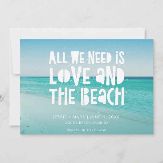 Liefde en het strand Bestemming Bruiloft Save The Date (Voorkant)