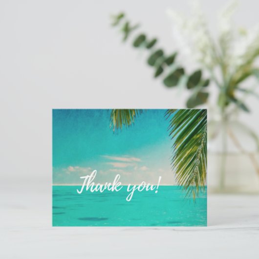 Liefde en het strand bruiloft Dank u Briefkaarten (Staand voorkant)