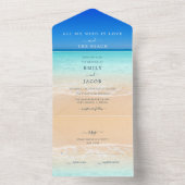 Liefde en het strand bruiloft RSVP in één keer All In One Uitnodiging (Binnen)