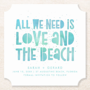 Liefde en het strand Bruiloft Save the Date Kartonnen Onderzetters