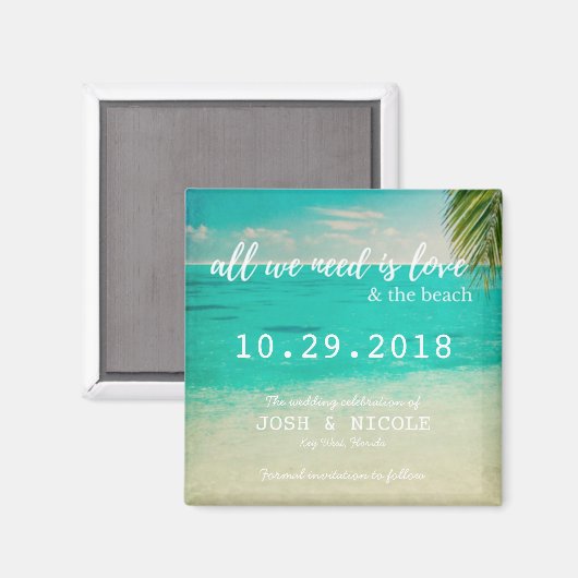 Liefde en het strand bruiloft Save the Date Magnet (Voorkant / Achterkant)