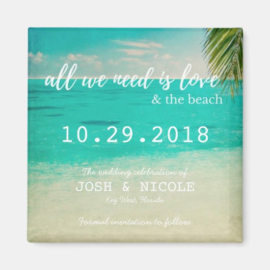 Liefde en het strand bruiloft Save the Date Magnet (Voorkant)