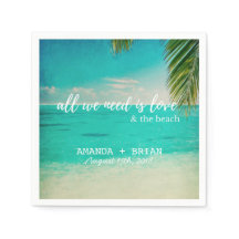 Liefde en het strand bruiloft servetten