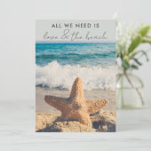 Liefde en het strand Eloped Huwelijksaankondiging Kaart (Staand voorkant)