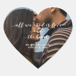 Liefde en het strand Foto Dank je Favor Hart Sticker