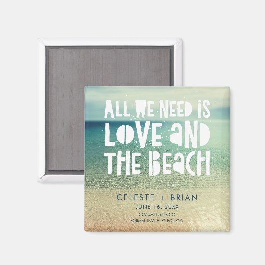 Liefde en het strand Huwelijk Datum opsparen Magneet (Voorkant / Achterkant)