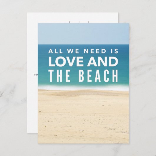 Liefde en het strand Kustbruiloft Save the Date Aankondigingskaart (Voorkant / Achterkant)
