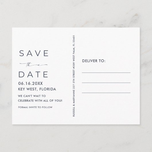 Liefde en het strand Kustbruiloft Save the Date Aankondigingskaart (Achterkant)