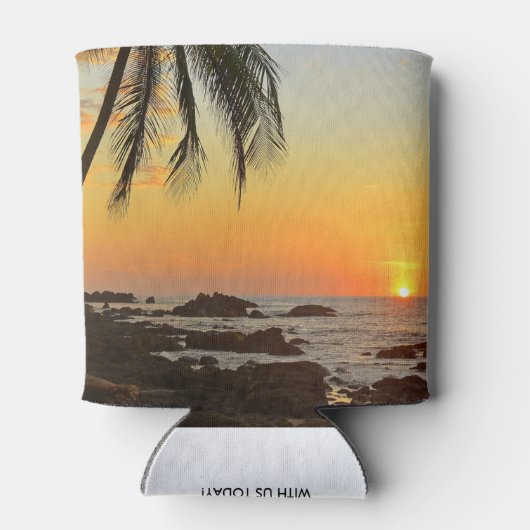 Liefde en het strand trouwdag gunsten blikjeskoeler (Achterkant)