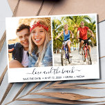 Liefde en het strand twee foto bruiloft save the date<br><div class="desc">Twee foto "liefde en het strand" bruiloft opslaan de data voor het moderne paar en hun strand bruiloft. Pas aan met uw foto,  namen en trouwdatum. Een mooie save de datum om de toon te zetten voor uw aankomende strand bruiloft viering.</div>